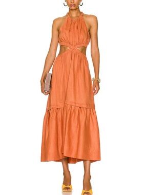 Halter Cutout Midi Dress in Burnt Orange